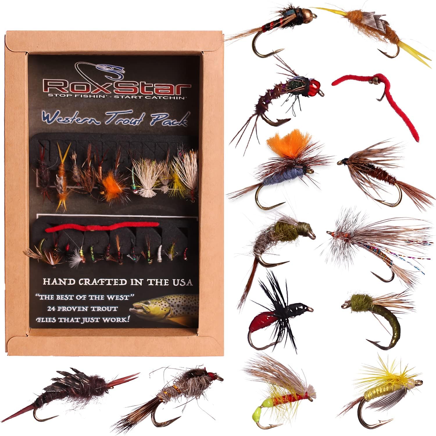 60PCS Fly Fishing Wet Dry Flies Assortment Kit for Trout Fishing