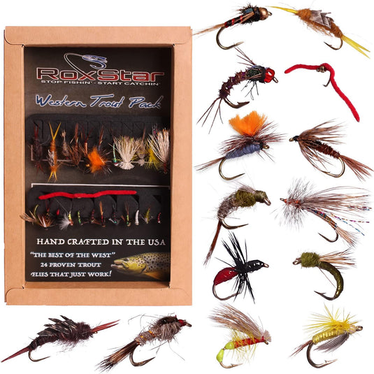 RoxStar Fishing Fly Shop, 36PK BeadHead Tungsten & Brass Fly Assortment, Proudly Hand Crafted in The USA